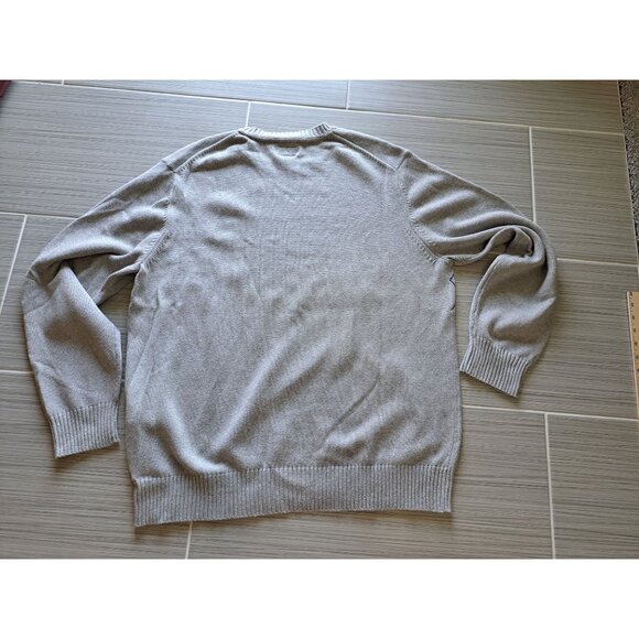 Tommy Hilfiger Crest XL Gray Crewneck Sweater Black Argyle Pattern Ribbed Men's - Picture 7 of 9